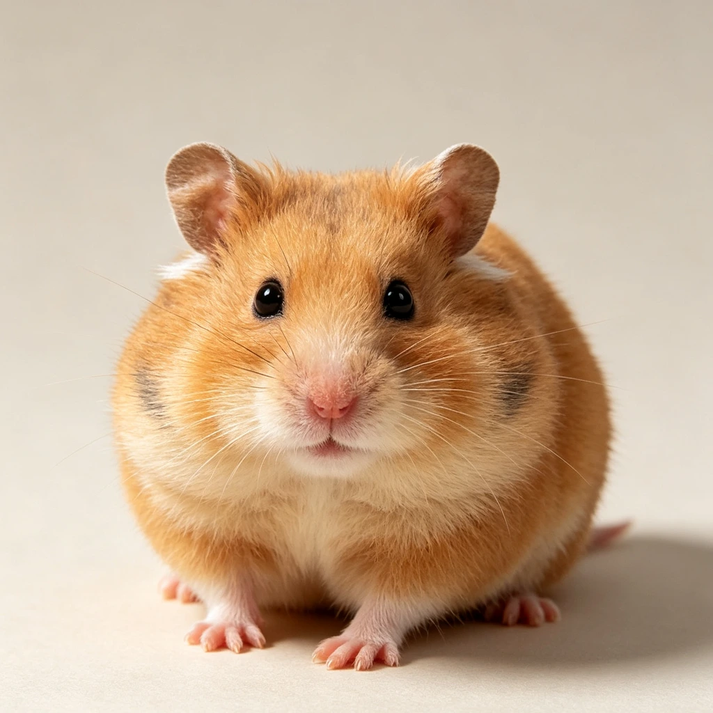 A palm-sized golden hamster